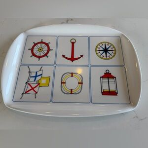 Vintage Made in Italy Melamine Nautical Serving Tray / 15.5" x 11.5"